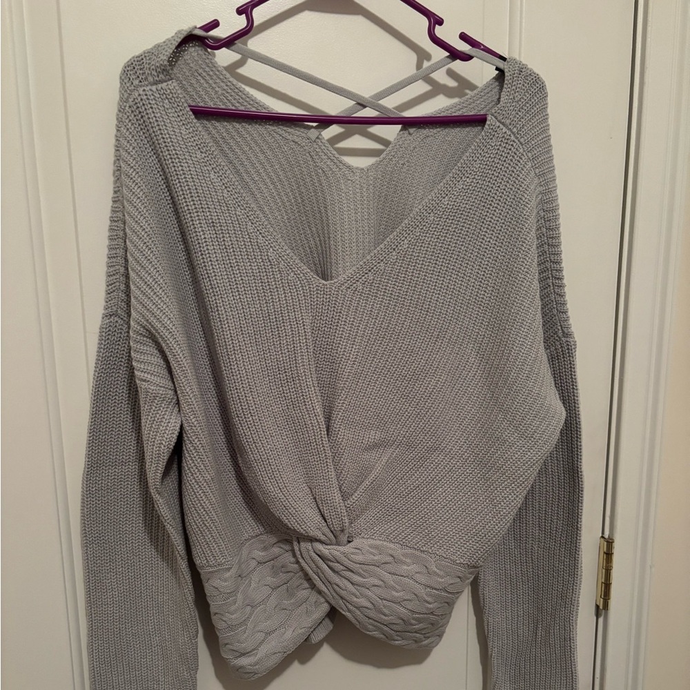 Express Gray Off-the-Shoulder Sweater size medium